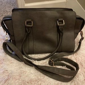 Gray faux leather satchel